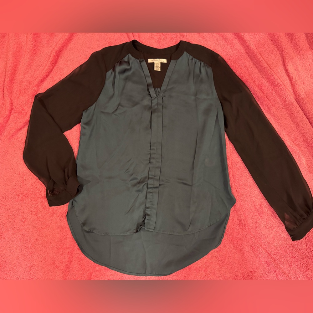 Kenneth Cole Black and Teal Blouse